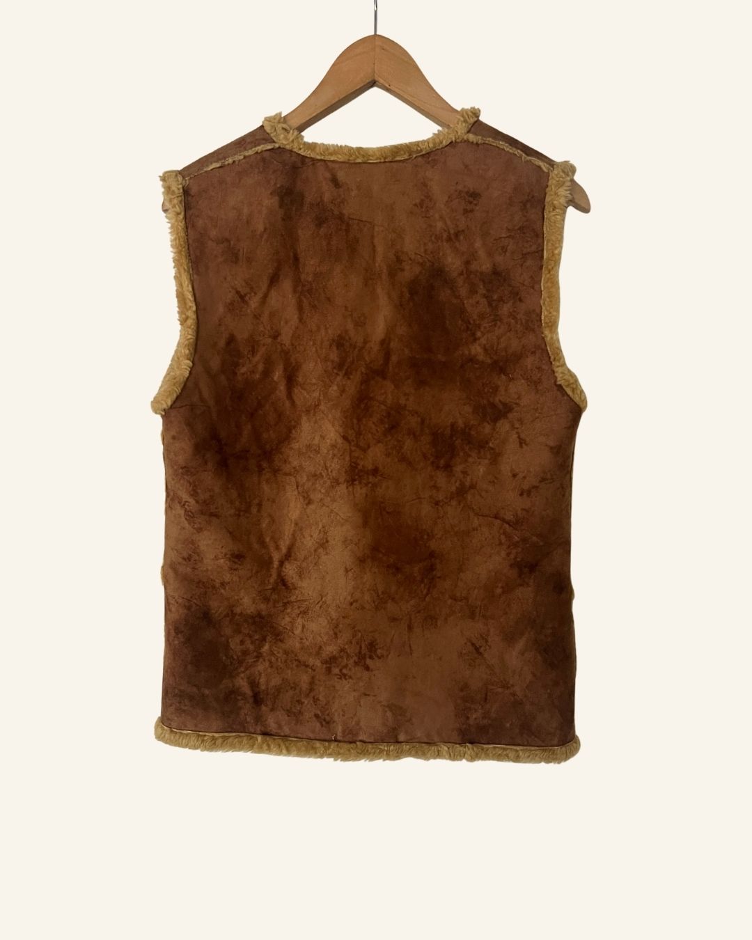 Fauxfur brown embroidered nordic vest