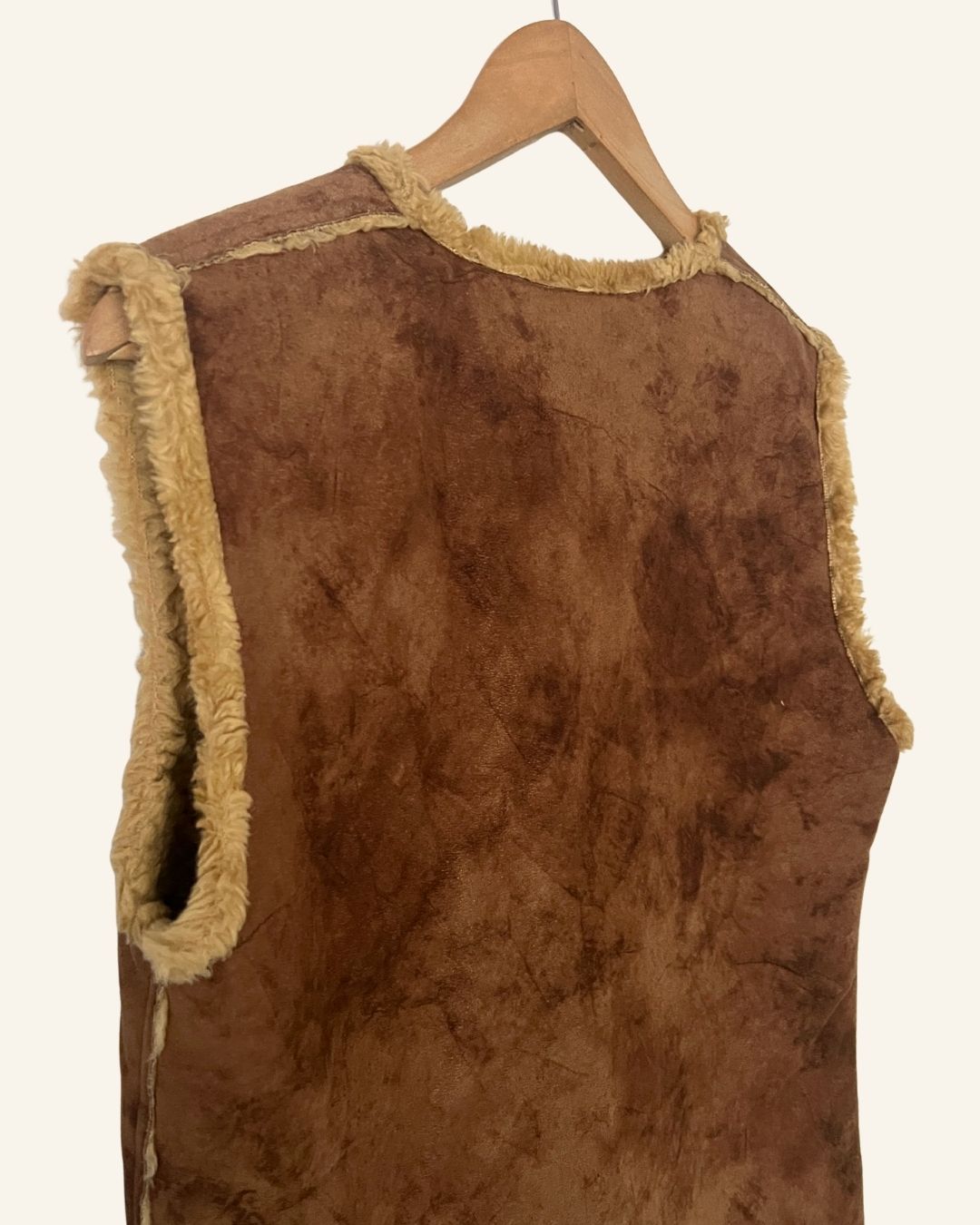 Fauxfur brown embroidered nordic vest