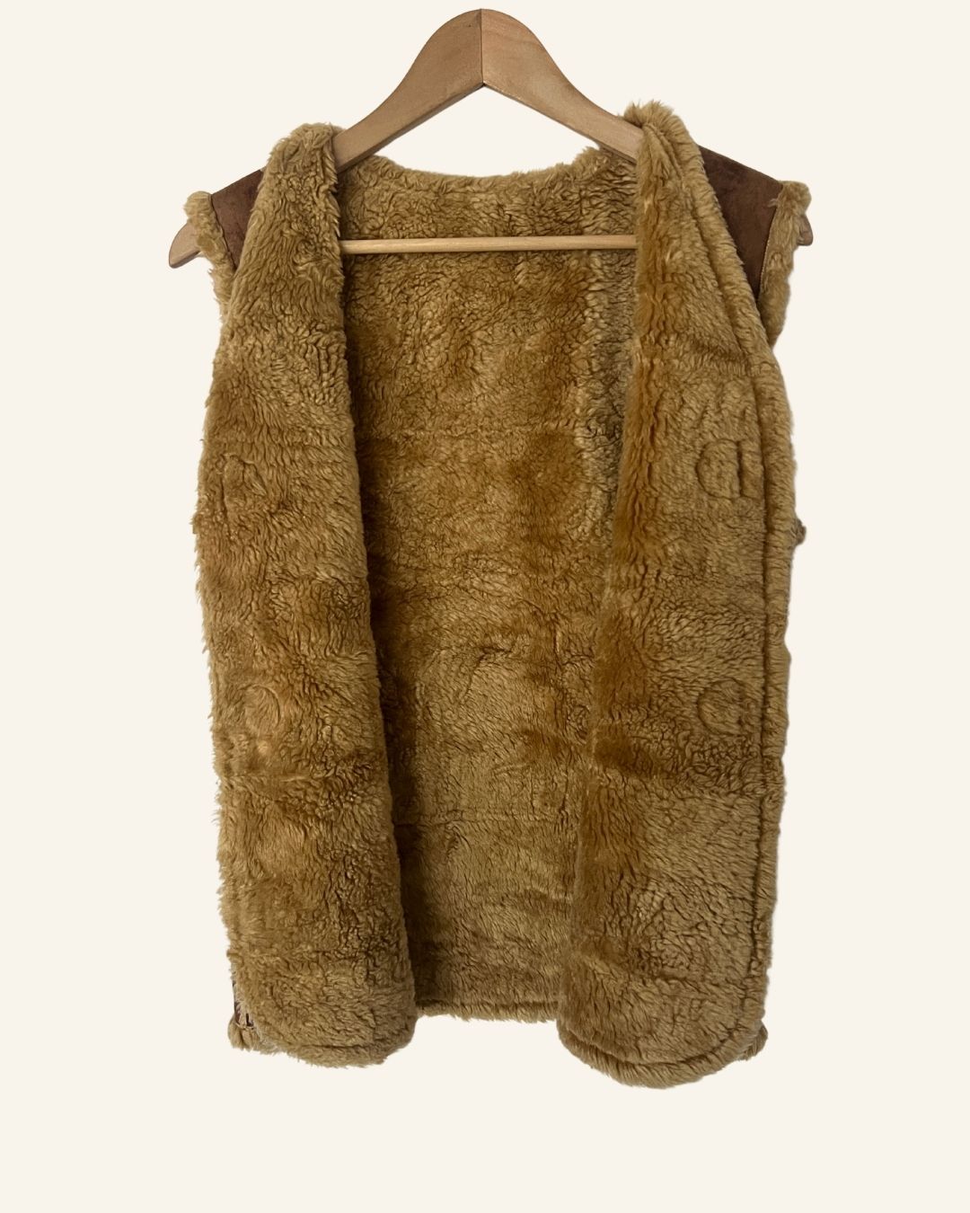 Fauxfur brown embroidered nordic vest