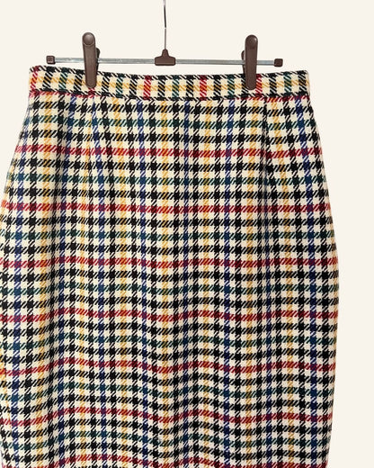 Vintage CACHAREL checked wool pencil skirt