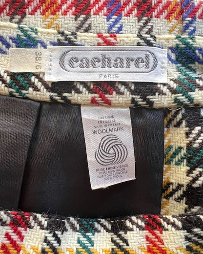 Vintage CACHAREL checked wool pencil skirt