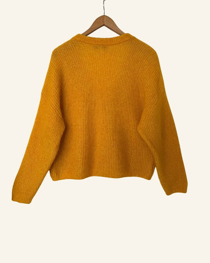 GESTUZ yellow sun mohair wool knitwear V-cardigan