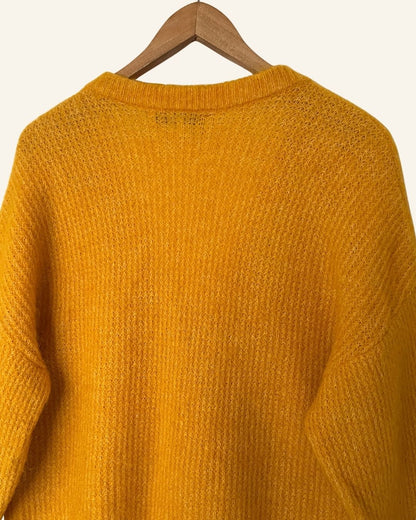 GESTUZ yellow sun mohair wool knitwear V-cardigan