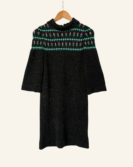 Vintage 1970s/1980s metallic knit nordic scandinavian dress