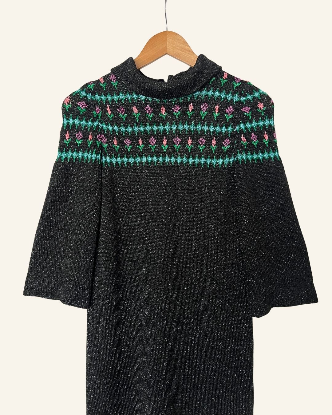 Vintage 1970s/1980s metallic knit nordic scandinavian dress