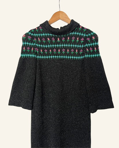 Vintage 1970s/1980s metallic knit nordic scandinavian dress