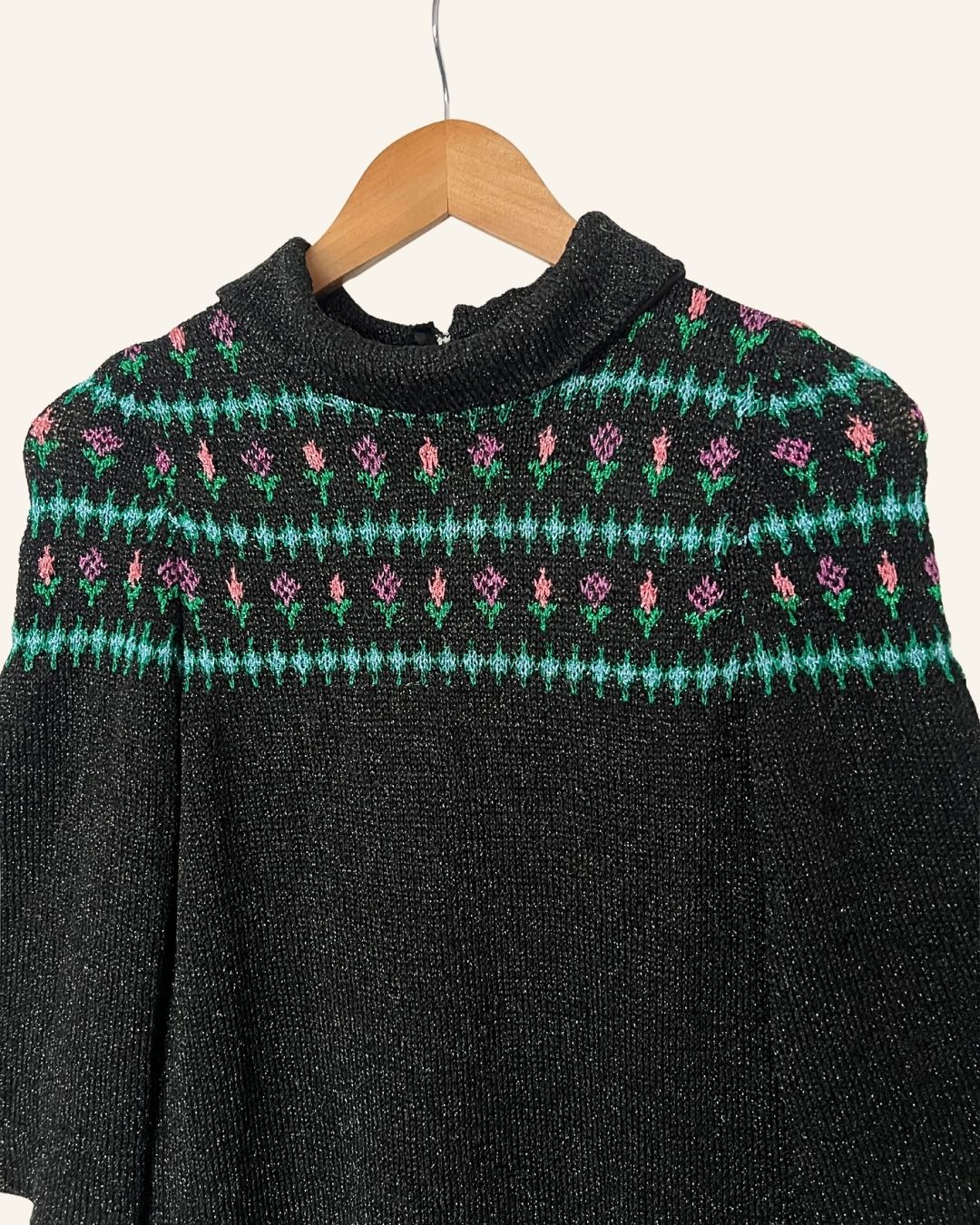 Vintage 1970s/1980s metallic knit nordic scandinavian dress