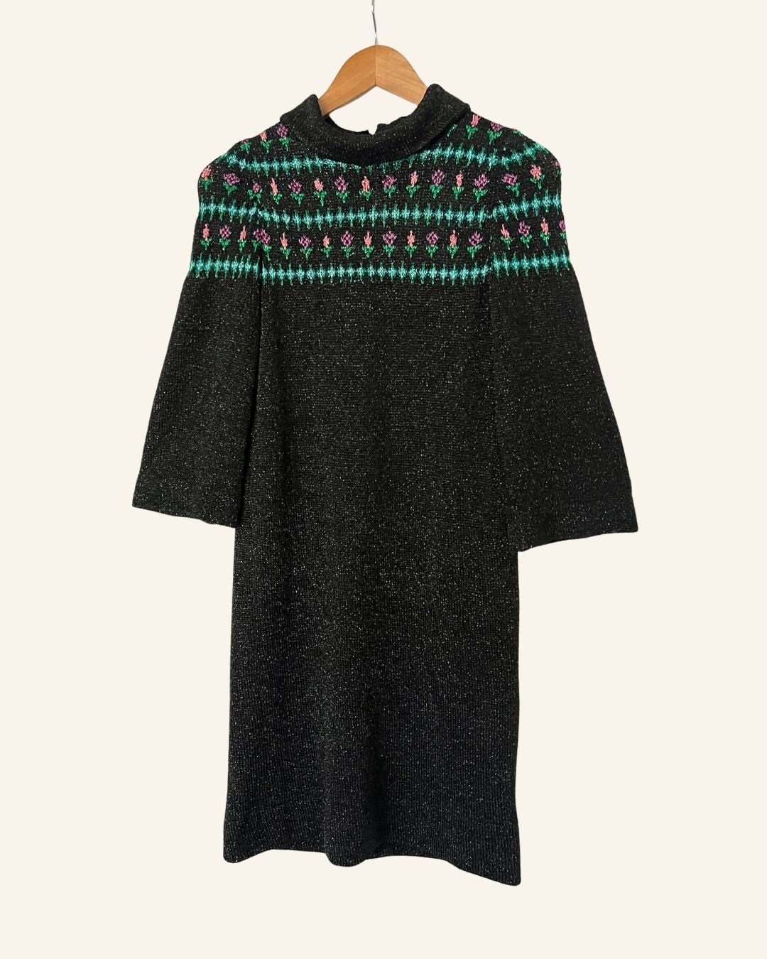 Vintage 1970s/1980s metallic knit nordic scandinavian dress