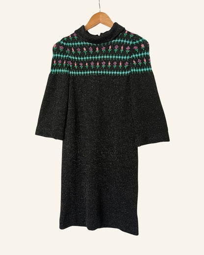 Vintage 1970s/1980s metallic knit nordic scandinavian dress