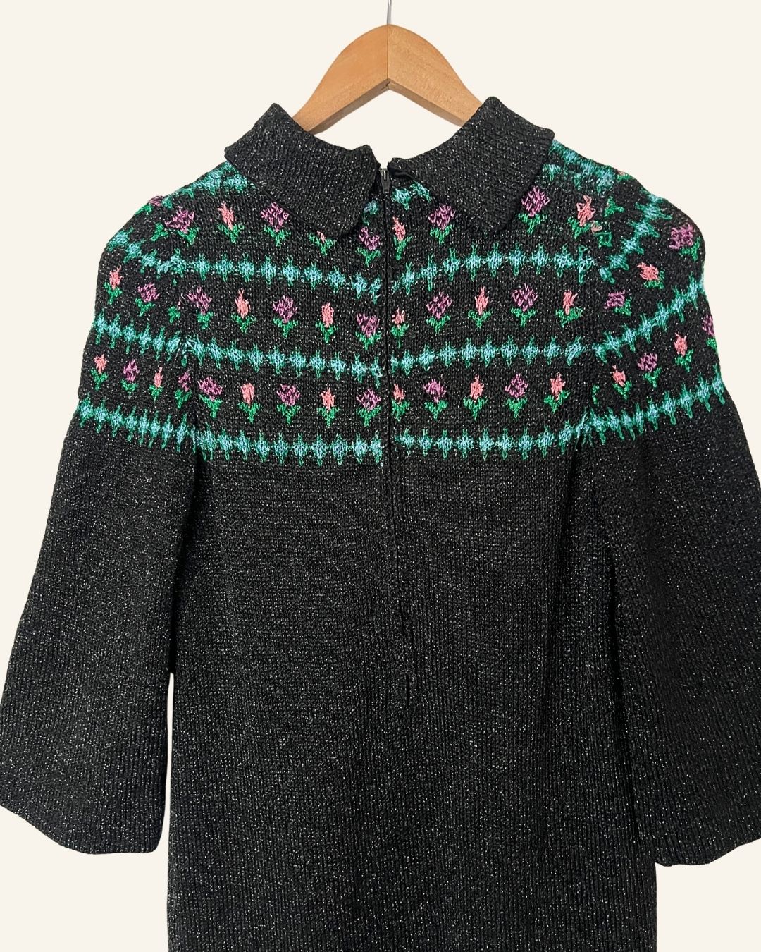 Vintage 1970s/1980s metallic knit nordic scandinavian dress