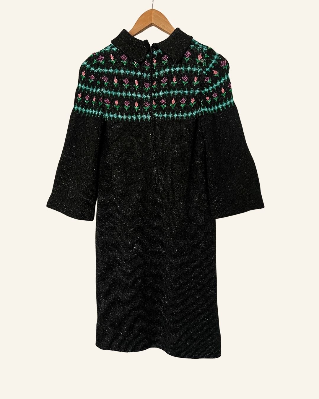 Vintage 1970s/1980s metallic knit nordic scandinavian dress