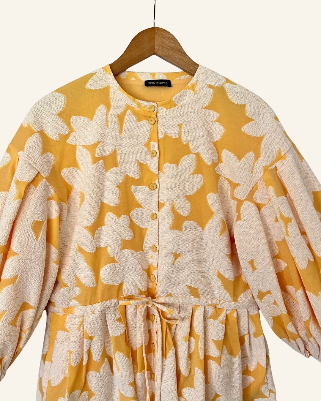 STINE GOYA ferrah oversize light orange floral jacquard peplum blouse