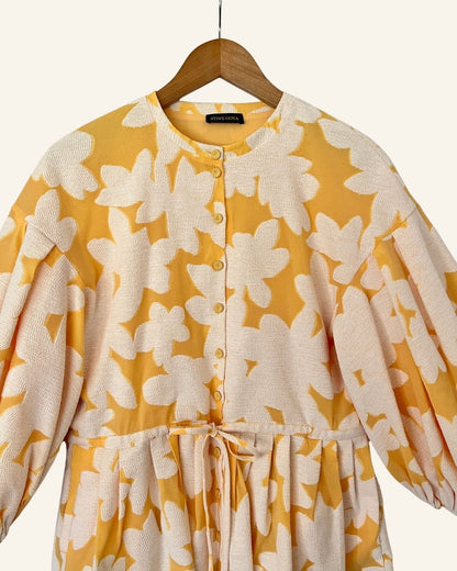 STINE GOYA ferrah oversize light orange floral jacquard peplum blouse