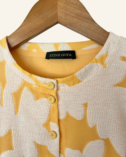 STINE GOYA oversize light orange floral jacquard peplum blouse