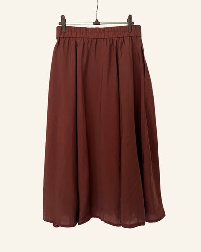 SAMSOE SAMSOE chocolate brown buttoned knot skirt