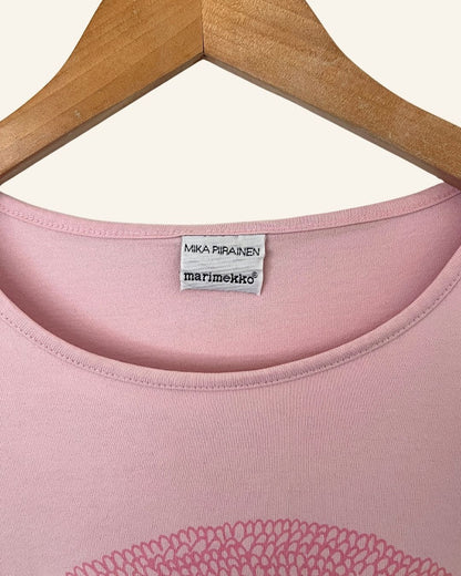 MARIMEKKO vintage flower print dusty rose pink t shirt