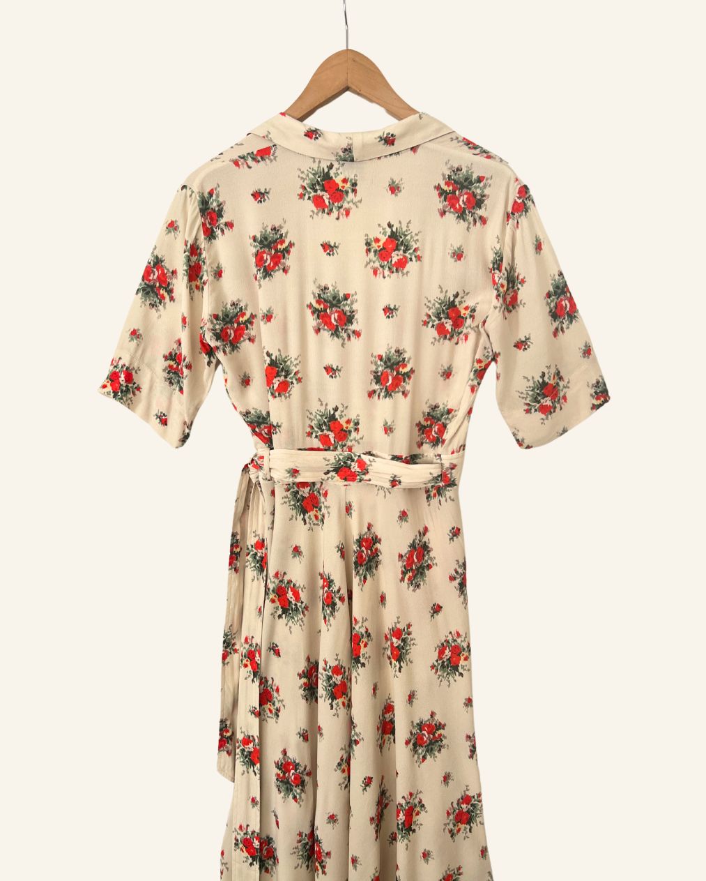 GANNI long floral creme beige wrap dress