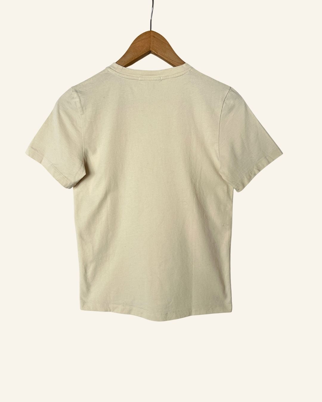 DAGMAR "Heroines" mirror text light beige cream t-shirt in organic cotton