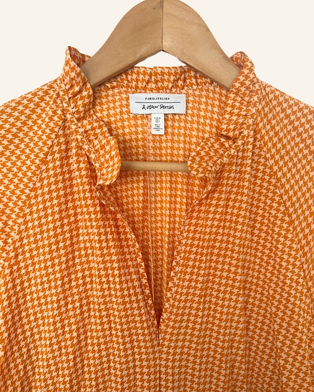 & OTHER STORIES orange vichy gingham pleated dress