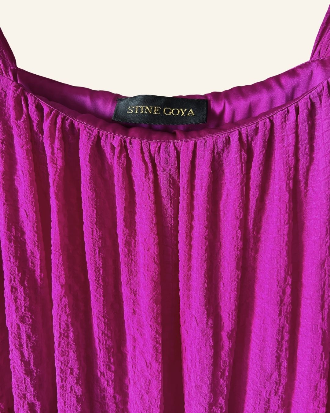 STINE GOYA flamingo pink oversized ruched straps mini dress