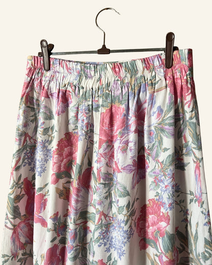Vintage white pink floral print skirt