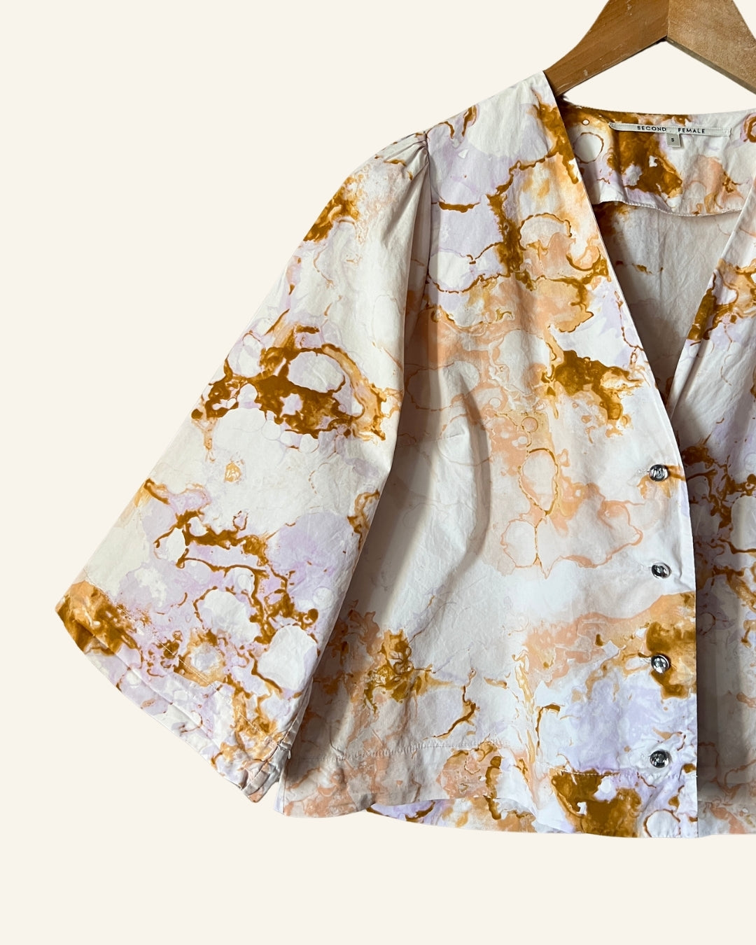 SECOND FEMALE lica shirt organic cotton poplin white tie dye effect print blouse