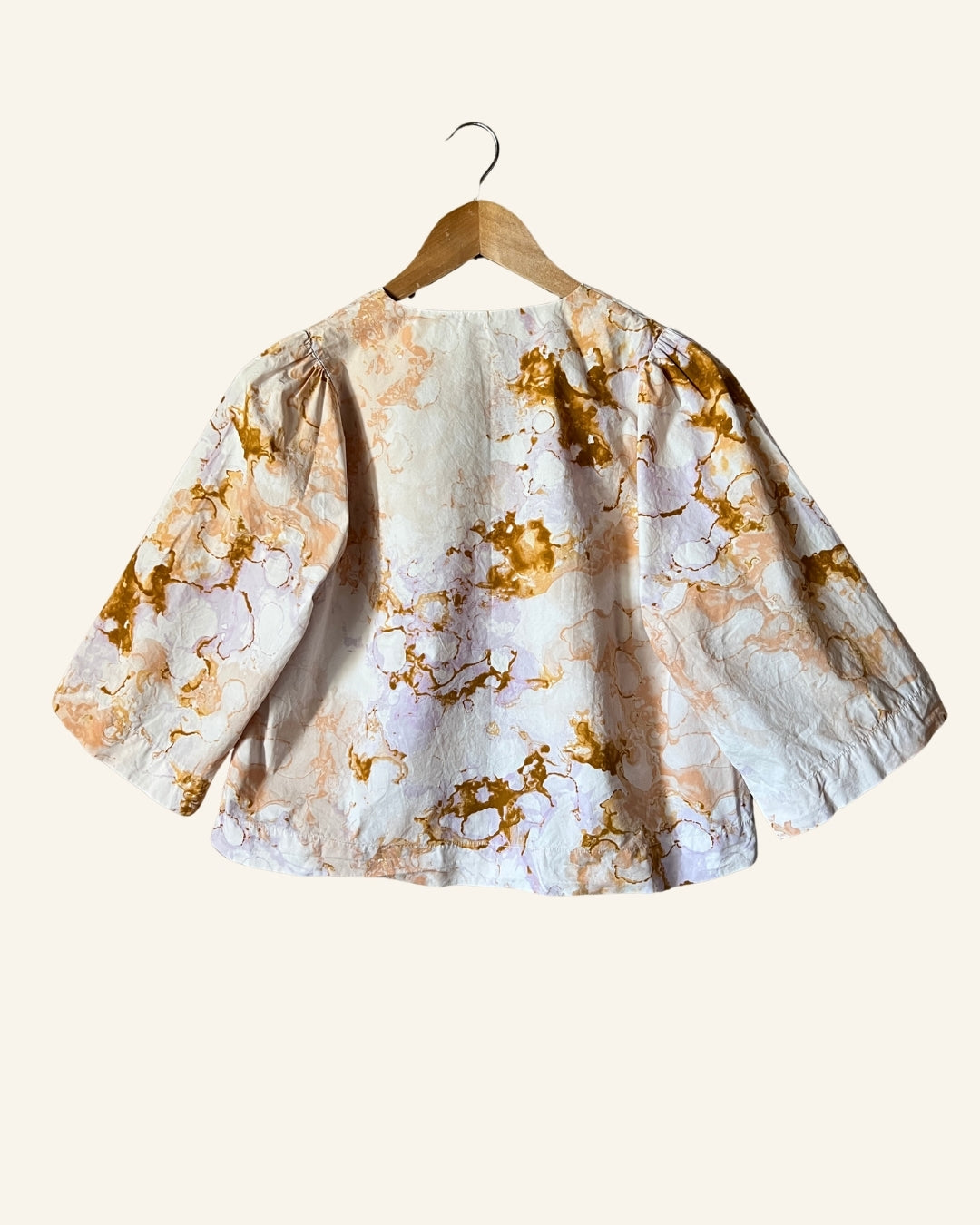 SECOND FEMALE organic cotton poplin white ice dye effect print blouse