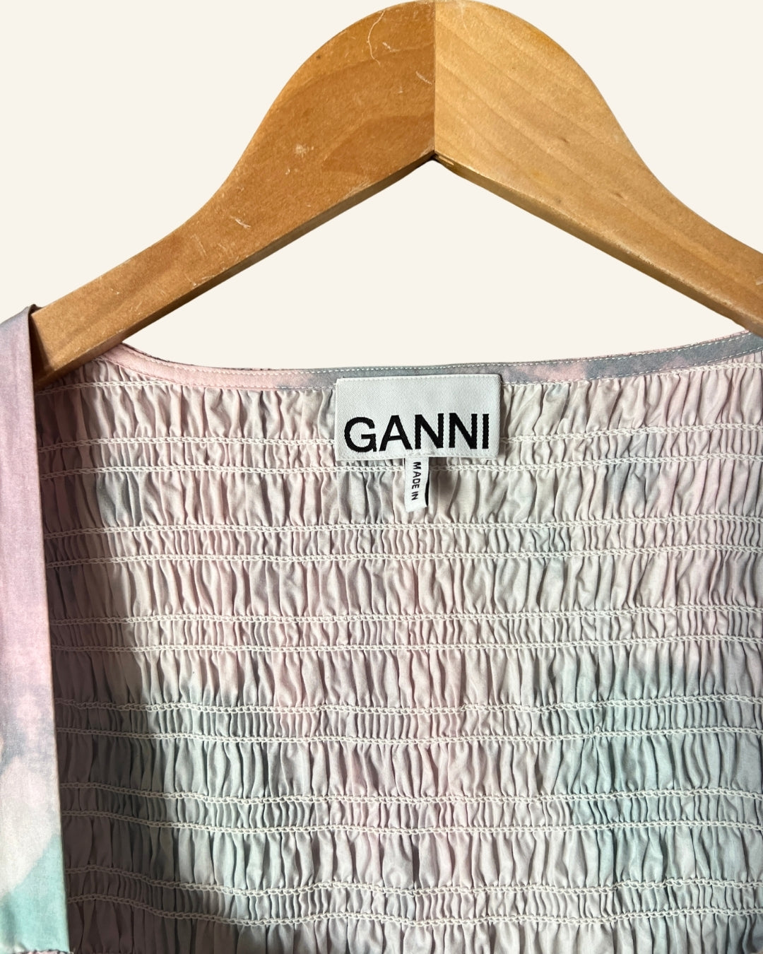 GANNI colorful pastel smock organic cotton peplum top blouse