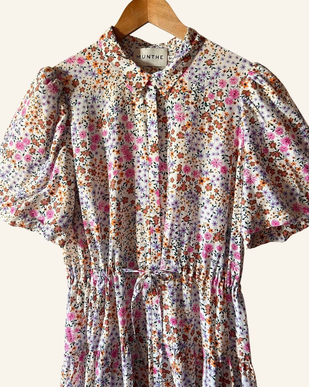 MUNTHE white floral print long dress viscose silk blend