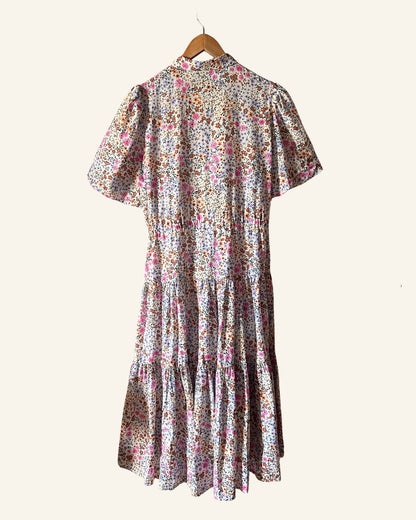 MUNTHE white floral print long dress viscose silk blend