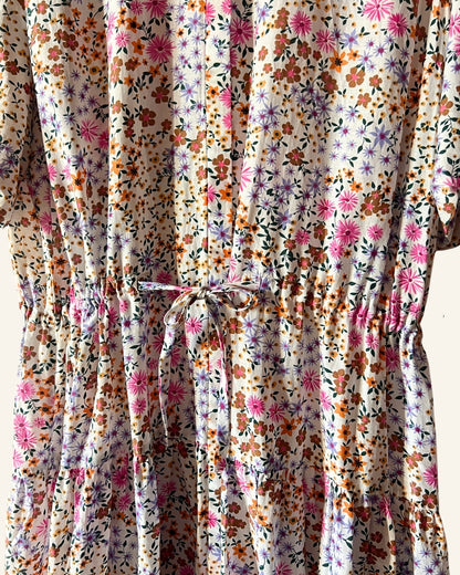 MUNTHE white floral print long dress viscose silk blend