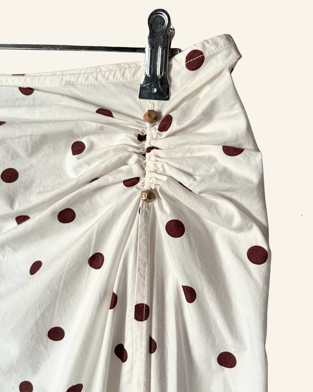 GANNI High waist polka dot print lightweight cotton poplin white skirt