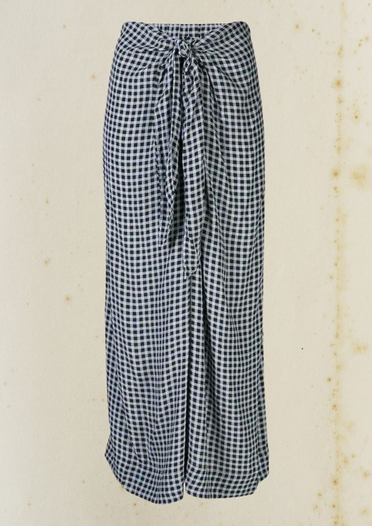 ganni gingham vichy blue black knot viscose long skirt