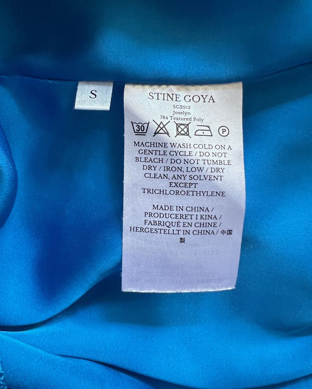 STINE GOYA "Joselyn" blue ruffled high-waist satin shorts