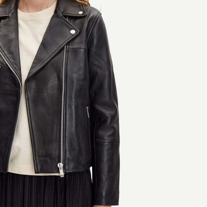 SAMSOE SAMSOE "Tautou" black leather biker jacket