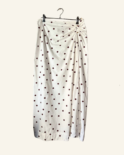 GANNI High waist polka dot print lightweight cotton poplin white skirt
