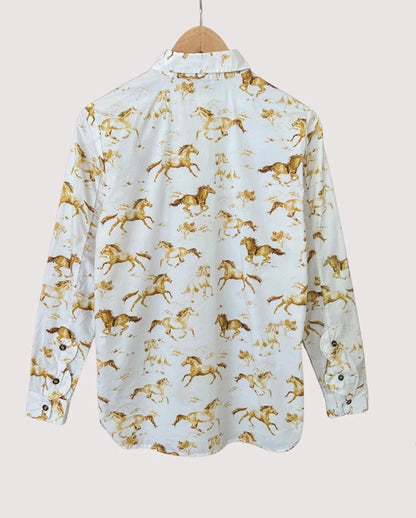 GANNI "Weston" iconic horse print cotton shirt