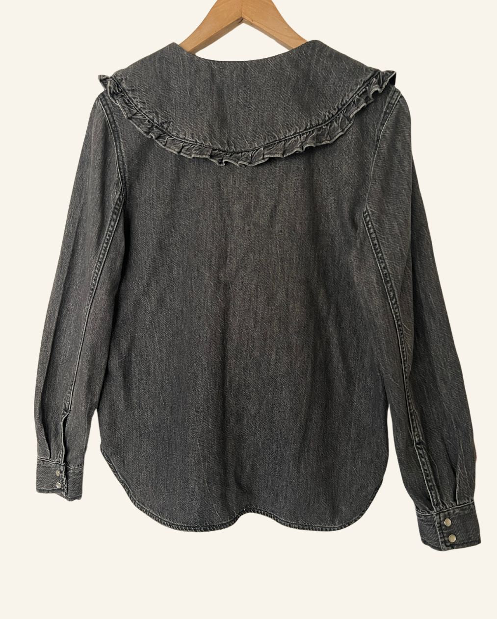 GANNI washed out grey oversize collar denim shirt