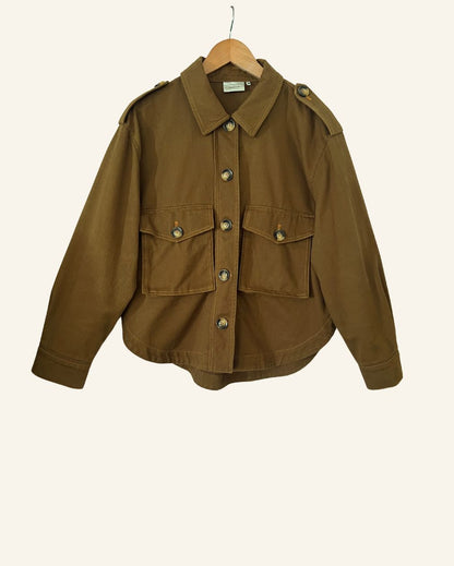 GESTUZ kaki green denim jacket betony