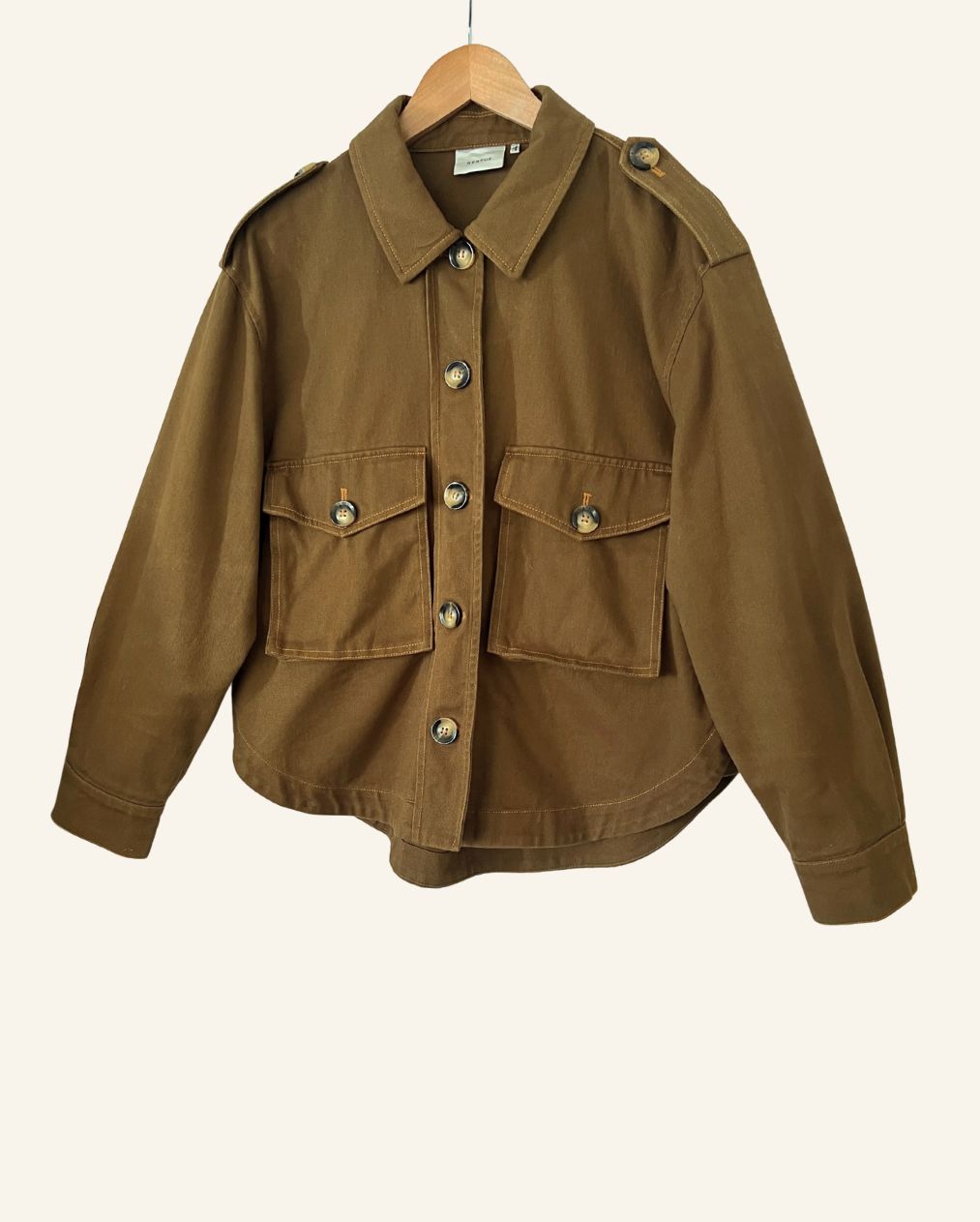 GESTUZ kaki green denim jacket betony