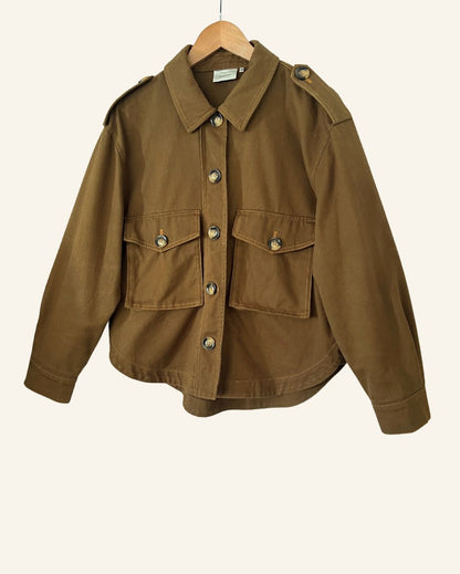 GESTUZ kaki green denim jacket betony