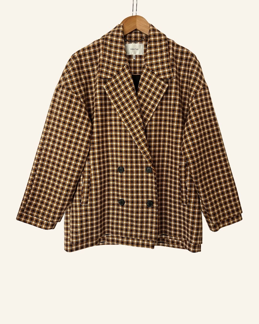 GESTUZ oversize checked wool blazer jacket
