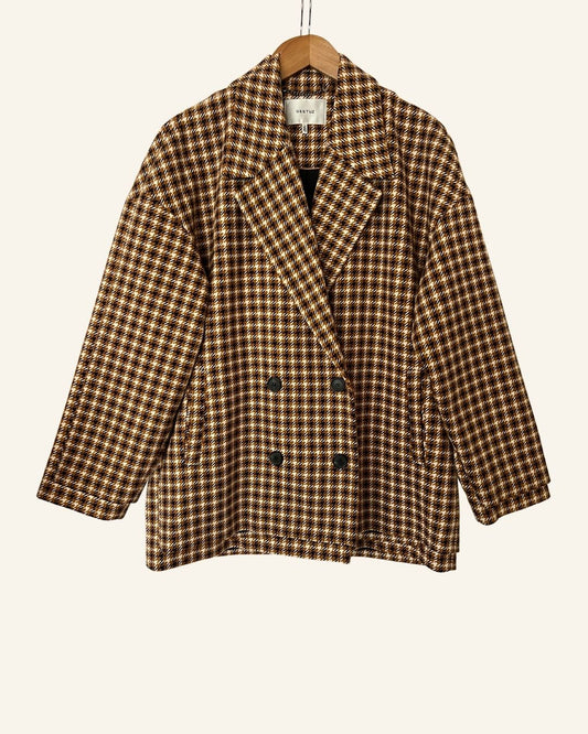 GESTUZ oversize checked wool blazer jacket