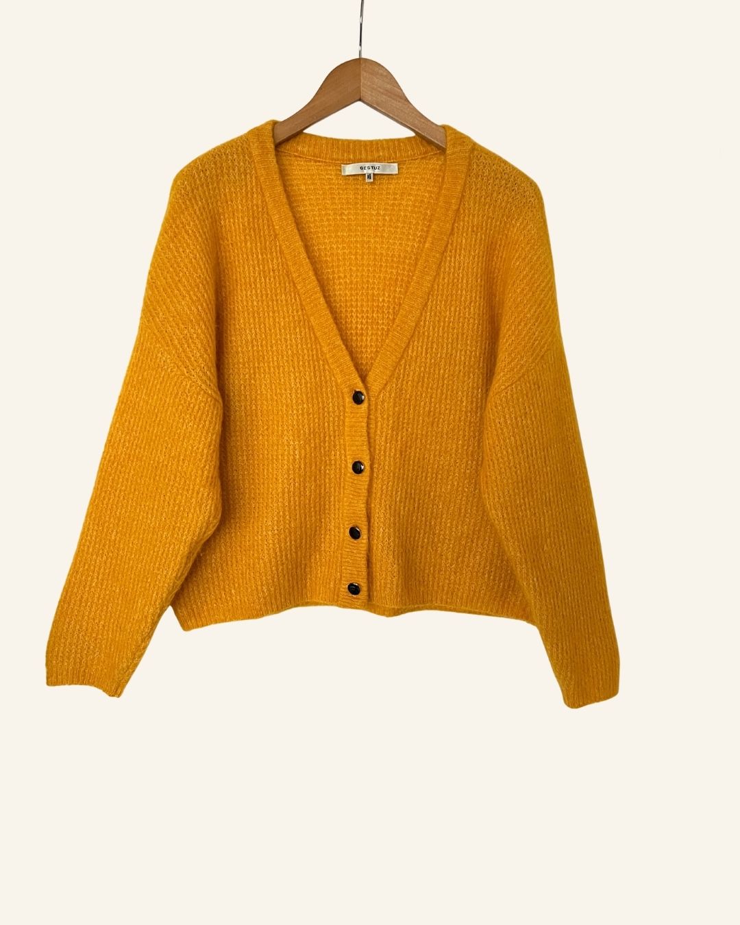 GESTUZ yellow sun mohair wool knitwear brenda V-cardigan