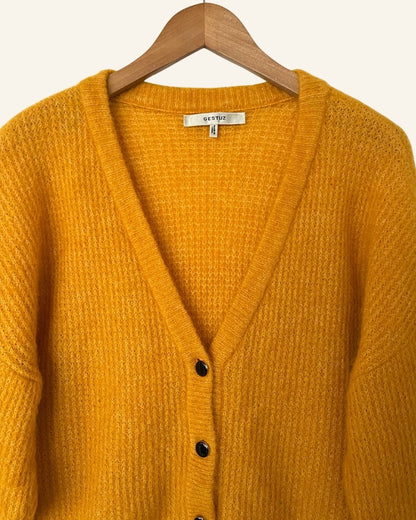 GESTUZ yellow sun mohair wool knitwear brenda V-cardigan