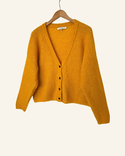 GESTUZ yellow sun mohair wool knitwear brenda V-cardigan