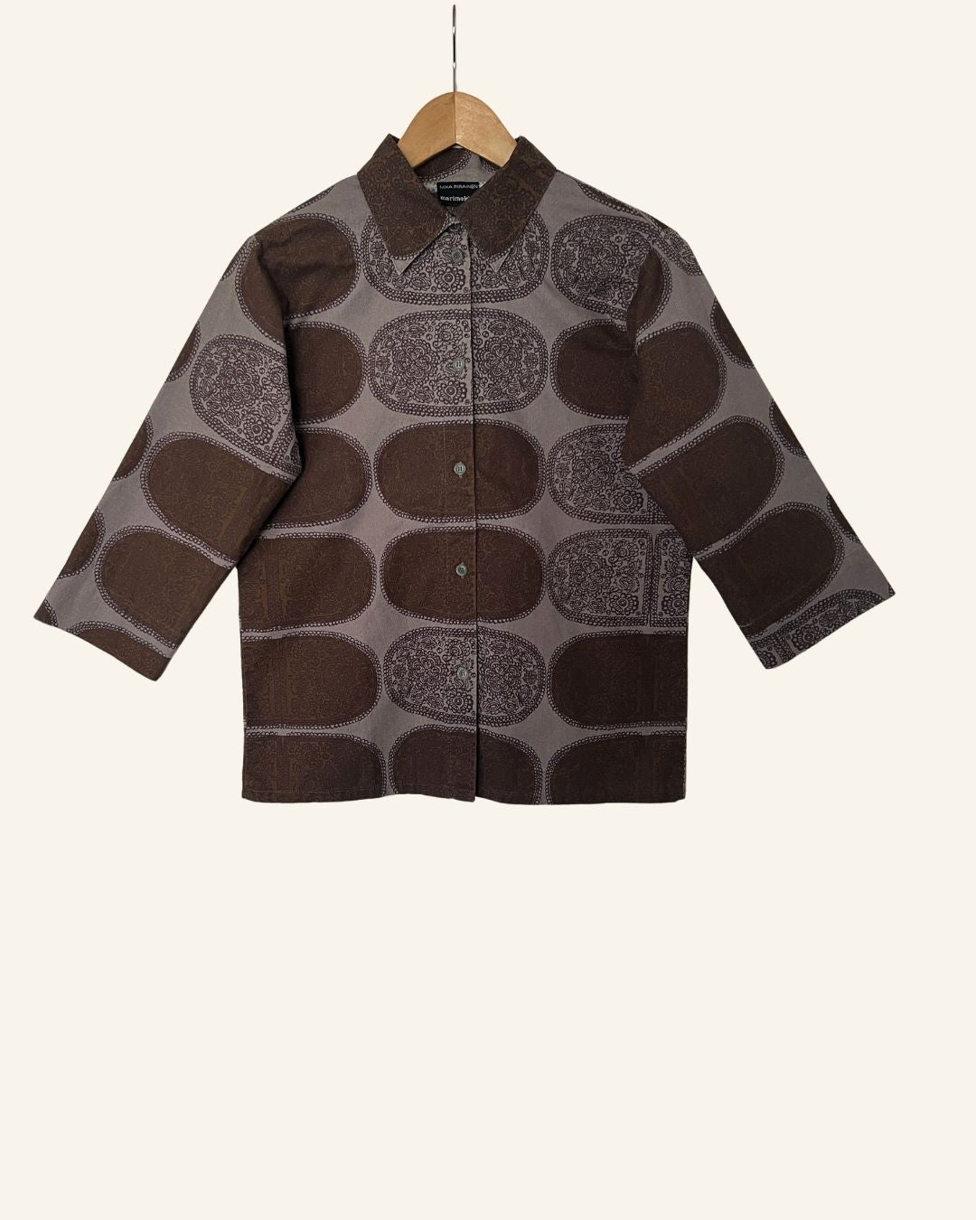 MARIMEKKO vintage floral printed cotton shirt grey brown
