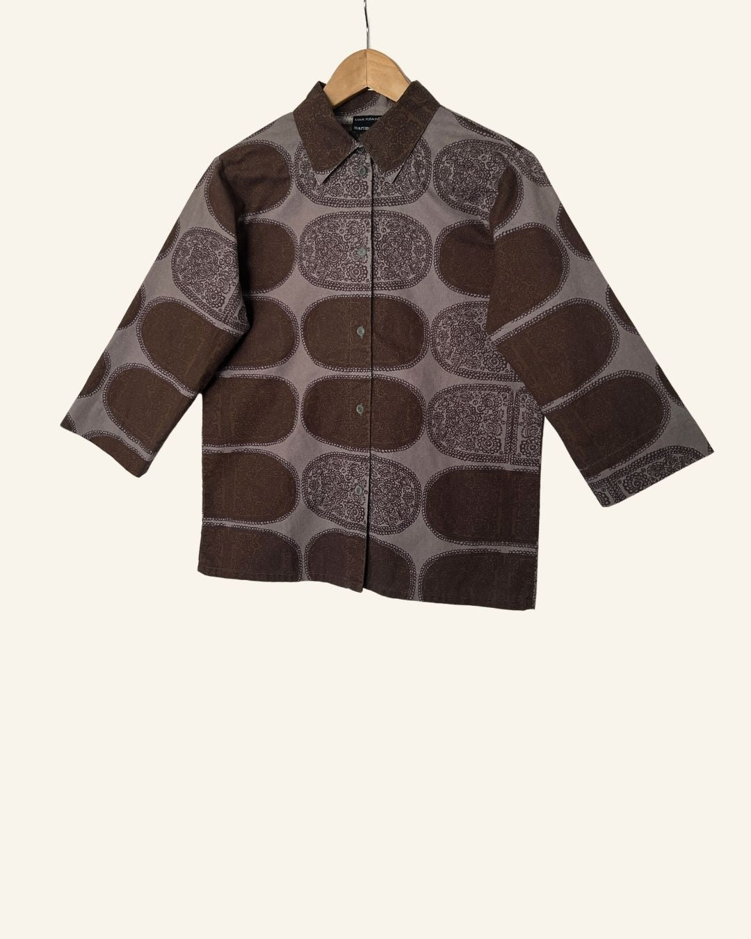 MARIMEKKO vintage floral printed cotton shirt grey brown