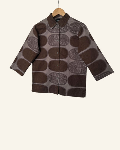 MARIMEKKO vintage floral printed cotton shirt grey brown