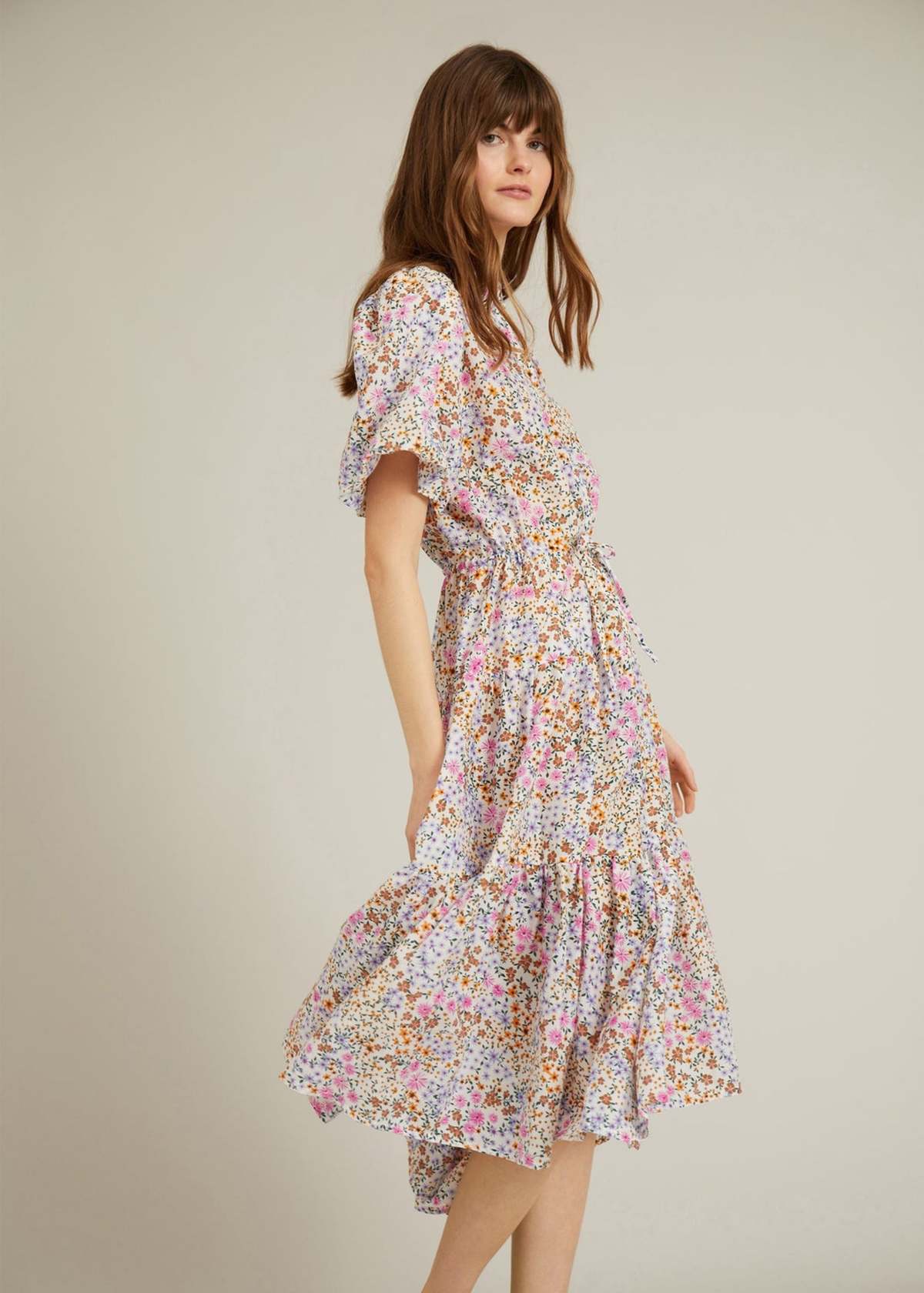 MUNTHE cevelyn white floral print long dress viscose silk 